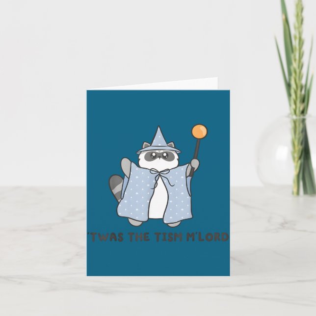 T'was The Tism M'lord Funny Raccoon Autism Meme Me Kort (Framsida)