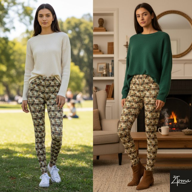 Tweed Diagonal Plaid Earth Tones Fine Leggings (Skapare uppladdad)