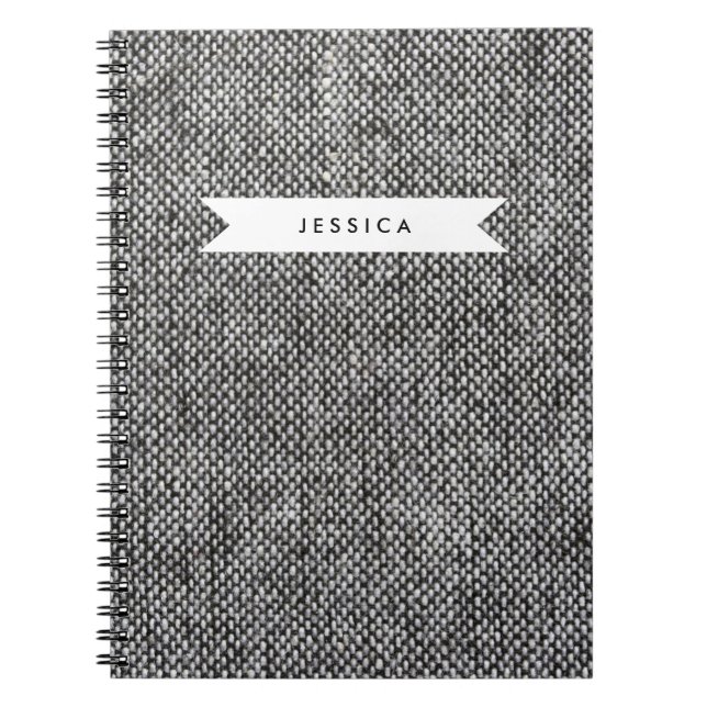 Tweed Fabric Struktur Mönster Anteckningsbok Med Spiral (Framsidan)