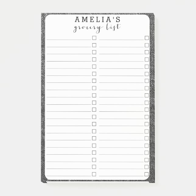 Tweed Slate Fabric Grått Streck Post-it Block (Framsida)
