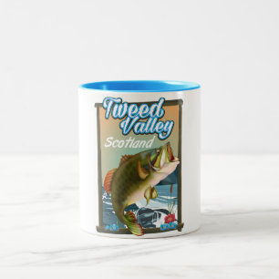 Tweed Valley Scotland Fishing poster Två-Tonad Mugg
