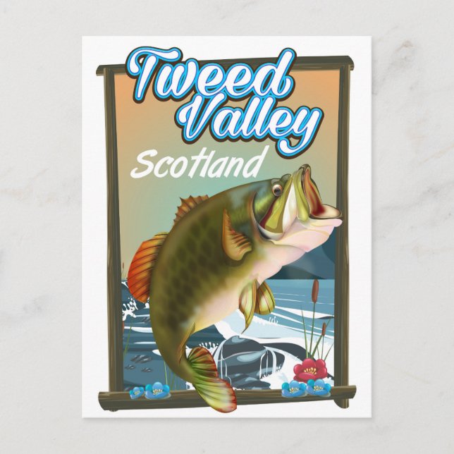 Tweed Valley skotskt fiskeposter. Vykort (Framsida)