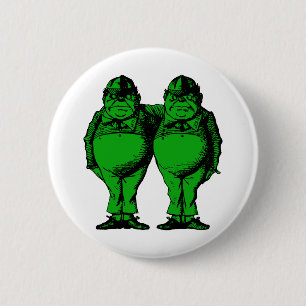 Tweedle Dee och Tweedle den Dum Inked gröna Knapp