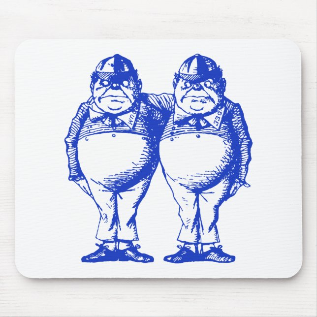 Tweedle Dee och Tweedle Dum Inked blått Musmatta (Framsidan)