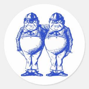 Tweedle Dee och Tweedle Dum Inked Blue Runt Klistermärke