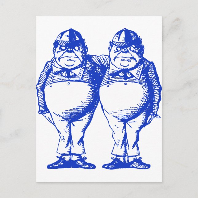 Tweedle Dee och Tweedle Dum Inked Blue Vykort (Framsida)
