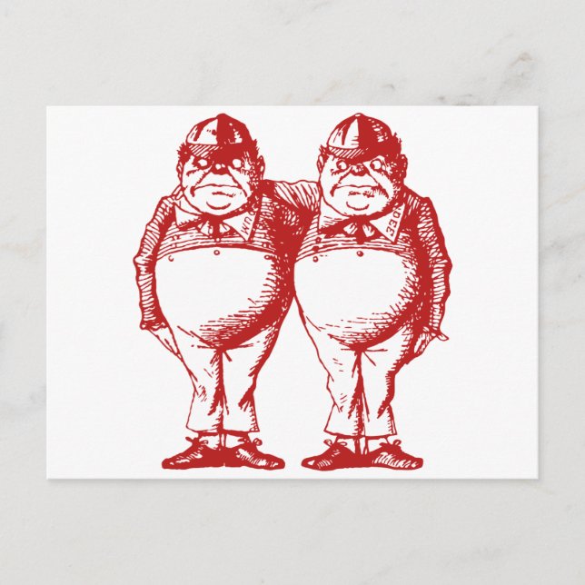 Tweedle Dee och Tweedle Dum Inked Red Vykort (Framsida)