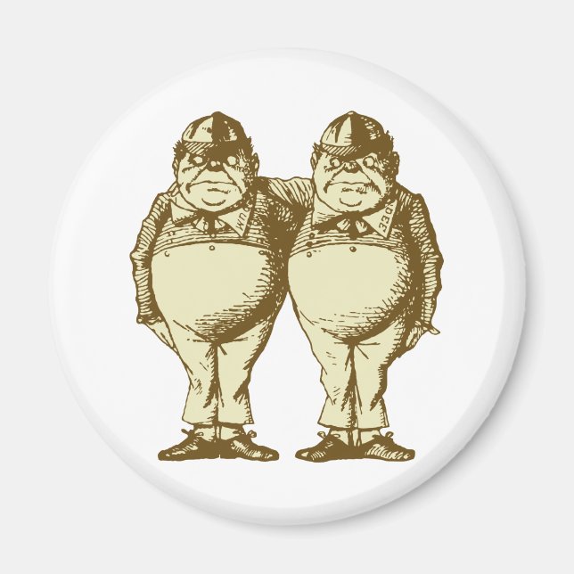 Tweedle Dee och Tweedle Dum Inked Sepia Magnet (Framsidan)