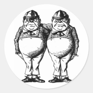 Tweedle Dee och Tweedle Dum Runt Klistermärke