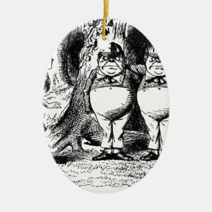 Tweedle Dum och Tweedle Dee Julgransprydnad Keramik