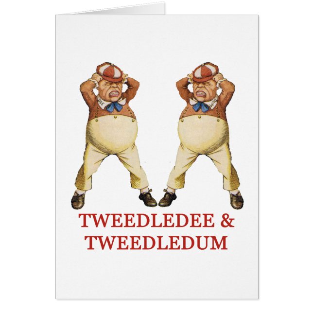 TWEEDLEDES & TWEEDLEDUM I WONDERLAND HÄLSNINGSKORT (Framsidan)