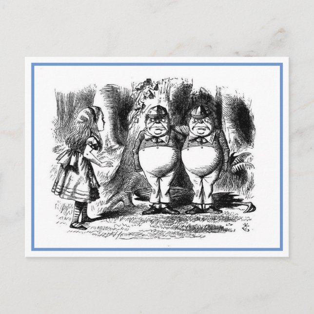 Tweedledum och Tweedledee Illustration Vykort (Framsida)
