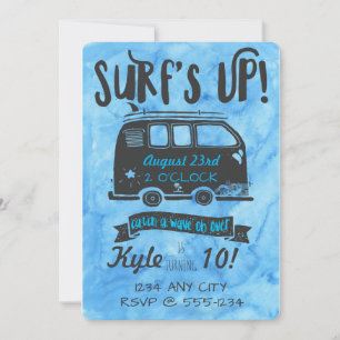 Tween Birthday - Surfa Tema Inbjudningar
