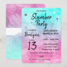 Tween Girl Birthday Slumber Party Watercolor