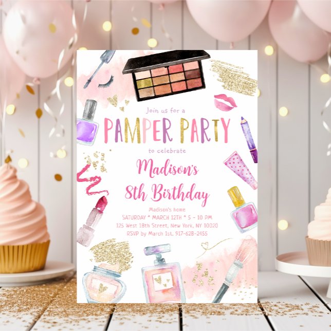 Tween Girl Rosa Pamper Party Birthday Inbjudningar (Skapare uppladdad)