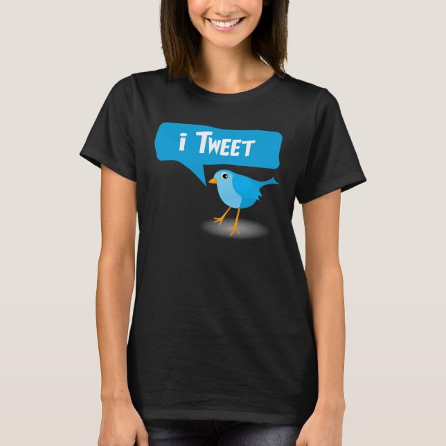 Tweet Cute Blue Twitter Bird Dam T-Shirts (Framsida)