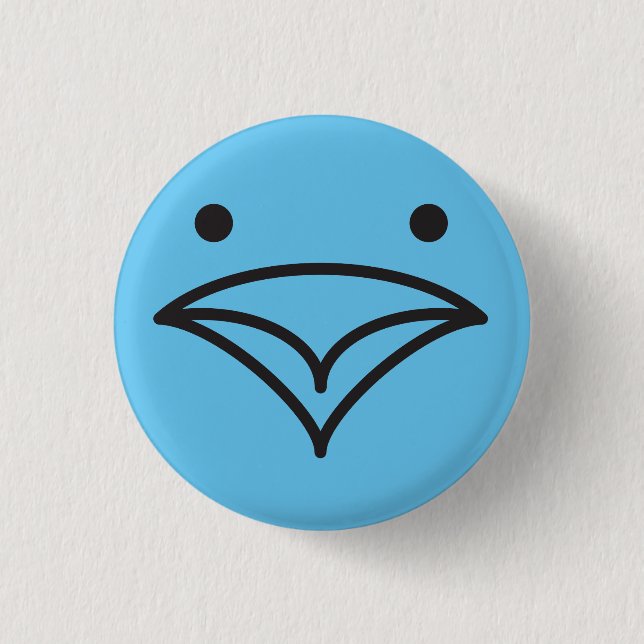 Tweet Funny Little Blue Bird of Happiness Ansikte Knapp (Framsida)
