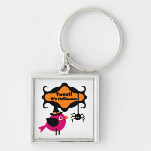 Tweet Halloween T-shirts och presenter Fyrkantig Silverfärgad Nyckelring