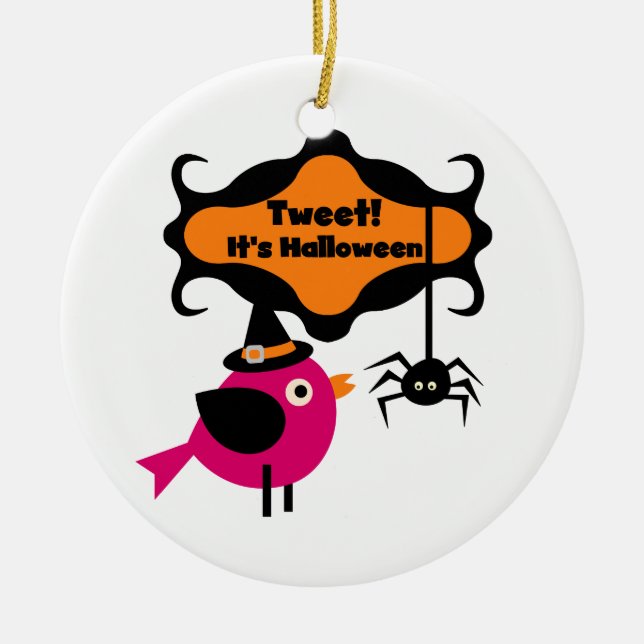 Tweet Halloween T-shirts och presenter Julgransprydnad Keramik (Framsidan)