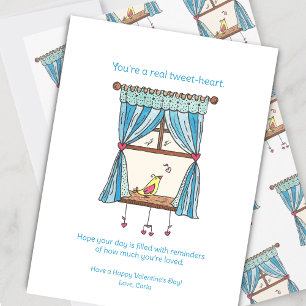 Tweet Heart Bird Valentine's Day Julkort