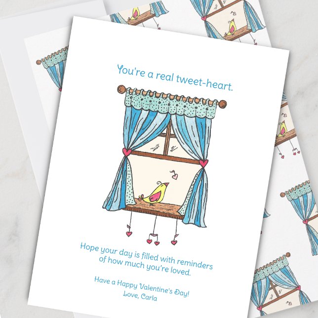 Tweet Heart Bird Valentine's Day Julkort (Skapare uppladdad)