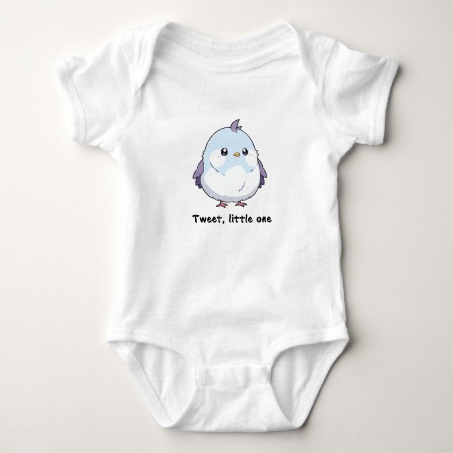 "Tweet Little One", söt fågeldesign i Baby Bodykos T Shirt (Framsida)
