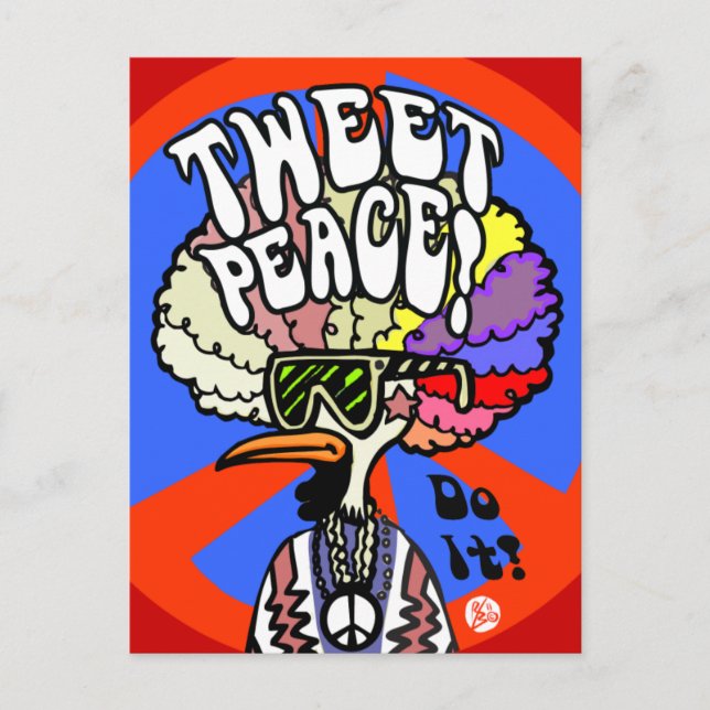 Tweet Peace! vykort (Framsida)
