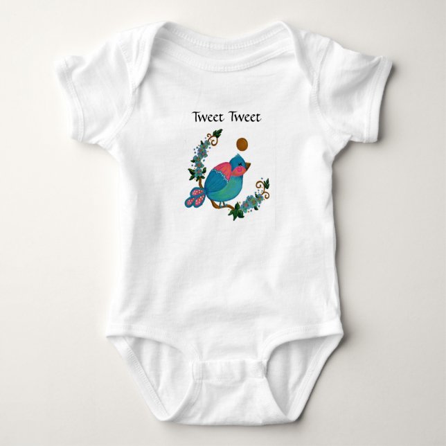 Tweet Tweet Birdie Baby One-Biet T Shirt (Framsida)