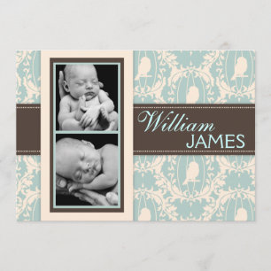 Tweet Tweet Boy Announcement Card Meddelande