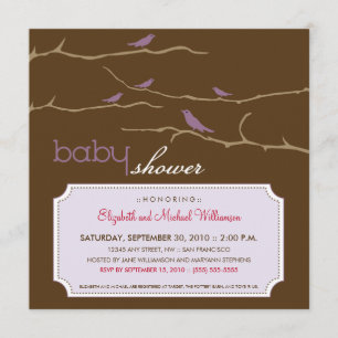 Tweet!Tweet! Inbjudan till babyskor (lavender)