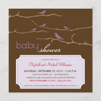 Tweet!Tweet! Inbjudan till babyskor (lavender)