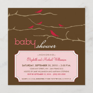 Tweet!Tweet! Inbjudan till babyskor (rosa)