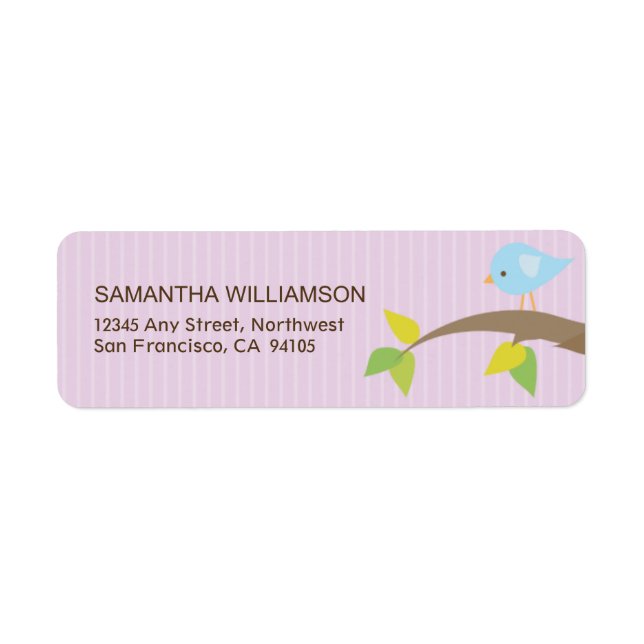 Tweet! Tweet! Returetiketter (lavender) Returadress Etikett (Framsidan)