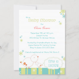 Tweet Tweet Winter Birds Pojke Shower Inbjudningar