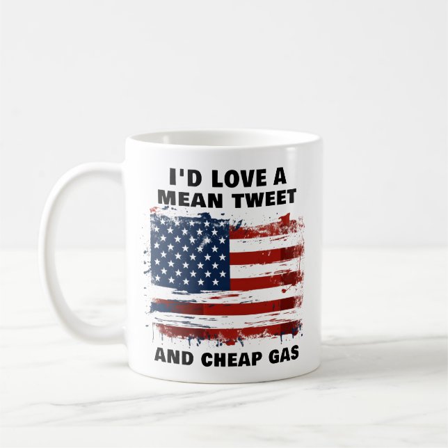 Tweets och Billigt Elak Gas American Flagga Kaffemugg (Vänster)