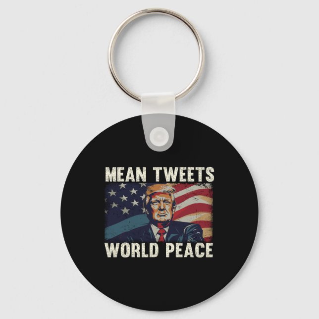 Tweets World Peace Donald Trump Patriotic Nyckelring (Framsida)