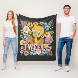 TWEETY™ Blommig broderi grafik Fleecefilt