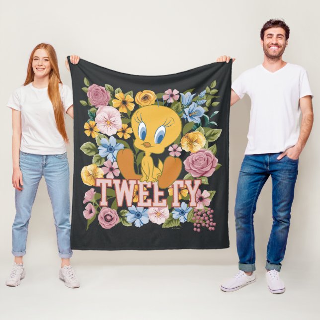 TWEETY™ Blommig broderi grafik Fleecefilt (På plats)
