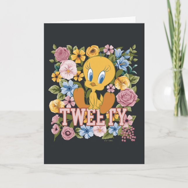 TWEETY™ Blommig broderi grafik Kort (Framsida)