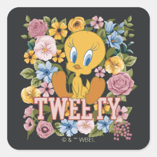 TWEETY™ Blommig Brodyrgrafik Fyrkantigt Klistermärke