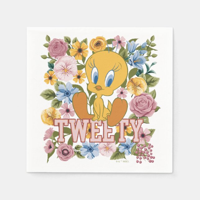 TWEETY™ Blommig Brodyrgrafik Pappersservett (Framsidan)