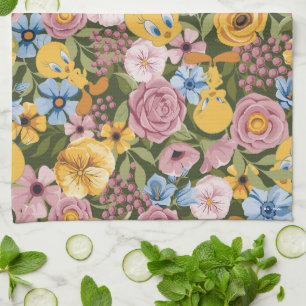 TWEETY™ Blommigt Broderimönster Kökshandduk