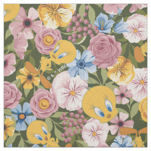 TWEETY™ Blommigt Broderimönster Tyg