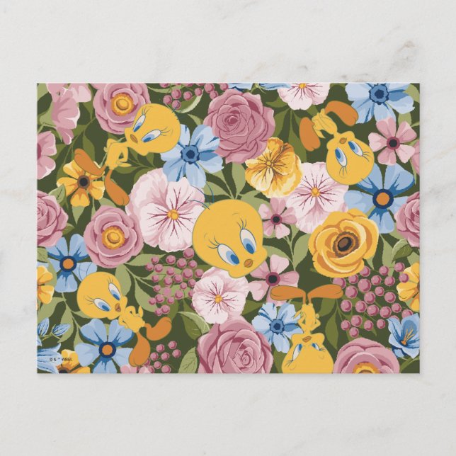 TWEETY™ Blommigt Broderimönster Vykort (Framsida)