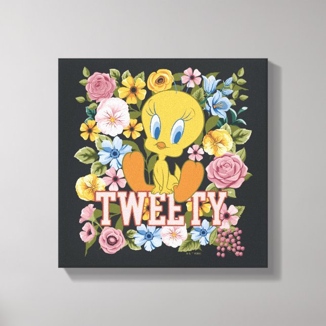 TWEETY™ Floral Embroidery Graphic Canvastryck (Framsida)