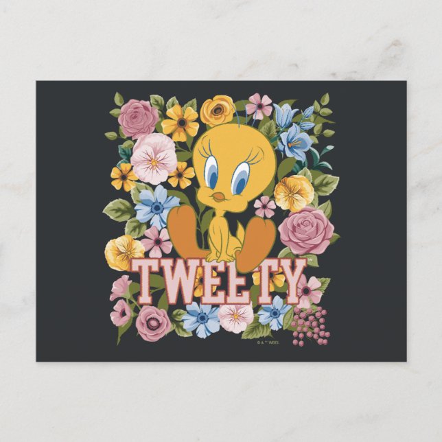 TWEETY™ Floral Embroidery Graphic Vykort (Framsida)