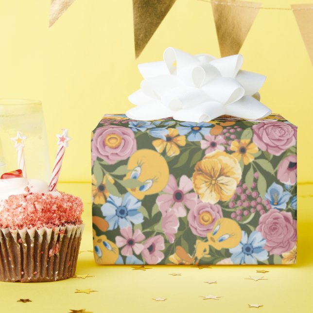 TWEETY™ Floral Embroidery Pattern Presentpapper (Födelsedagsfest)