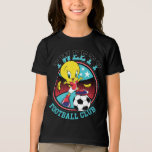 TWEETY™ Football Club Badge T Shirt<br><div class="desc">TWEETY™ stands in triumph with one foot on top of a soccer ball in this badge that reads: "TWEETY FOOTBALL CLUB". Wear this on a graphic t-shirt,  carry a tote bag,  or dring from a personalized mug! Shop this design on even more custom Zazzle gifts!</div>