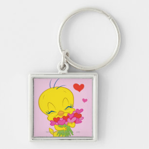 TWEETY™-Hearter Fyrkantig Silverfärgad Nyckelring