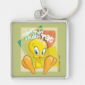 TWEETY™ "I Tawt I Taw A Puddy Tat" Fyrkantig Silverfärgad Nyckelring